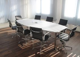 Conference room with long table and chairs