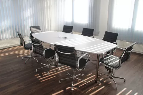 Conference room with long table and chairs